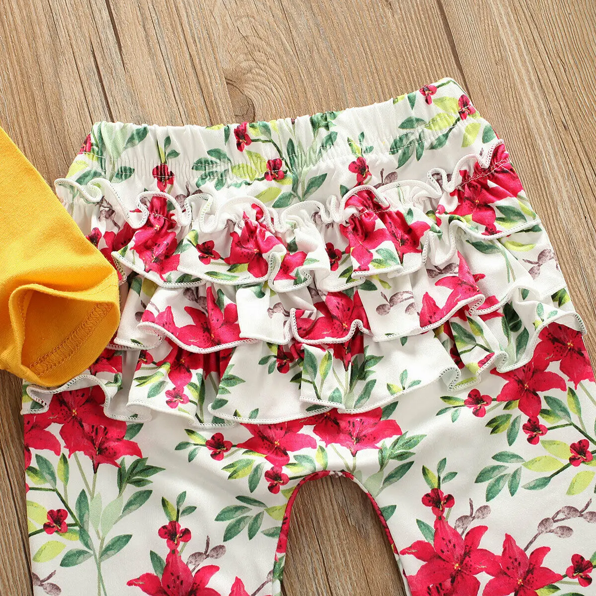 

Brand 3pcs Infant Newborn Baby Girl Clothes long sleeve ruffle Romper +floral Long Pants +headband Outfits clothes set 0-24m