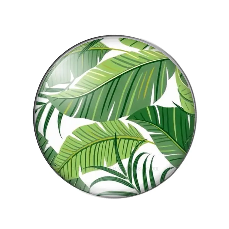OMGALA тропический зеленый лист растения круглый стеклянный кабошон и