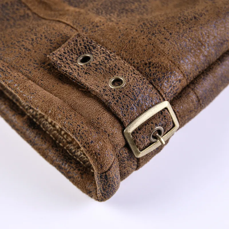 

Waterproof Warm Leather Jackets Retro Classic Winter Man Jacket Windproof Windbreaker Artificial Fur Overcoat