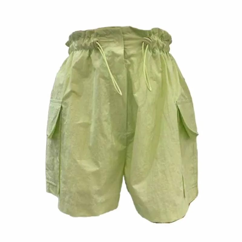 

Fashion Solid Color Shorts 2020 New Summer Korean Causal Bottoms Drawstring Stretch High Waist Wide Leg Shorts 1E667