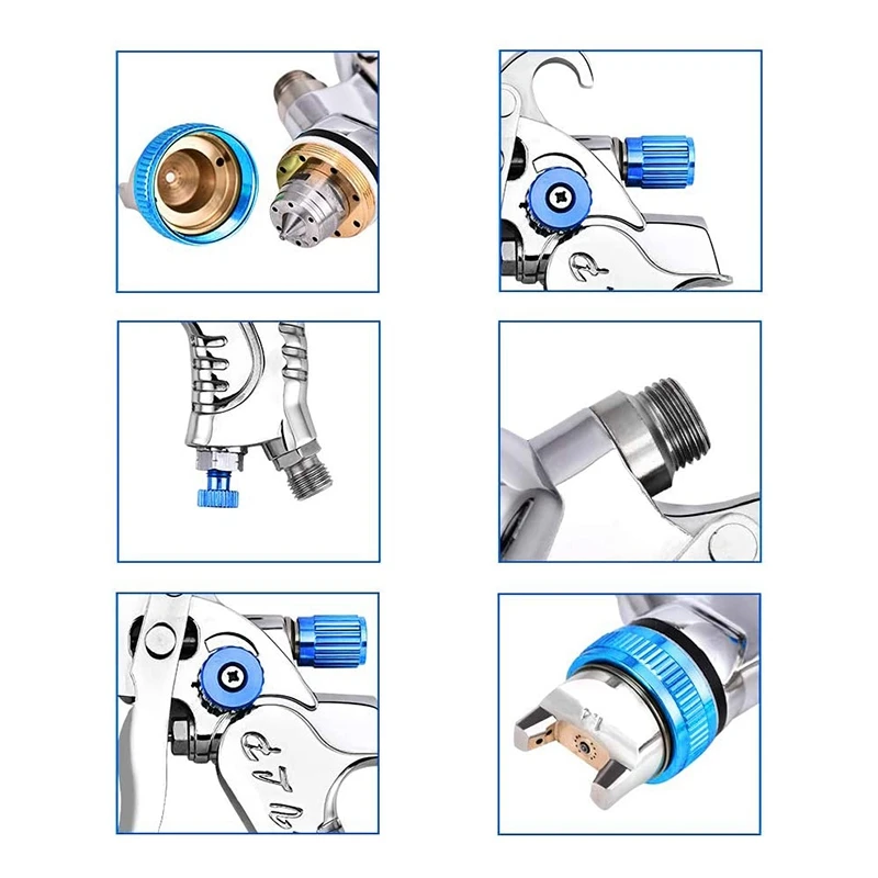 

2008 HVLP Car Paint Gravity Feed Air Spray Gun 3 Nozzles 1.4/1.7/2mm Nozzle Size 600Cc Cup(Blue)
