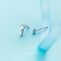 modian simple tiny irregular clear zirconia stud earrings small sterling silver 925 fashion ear for women wedding jewelry