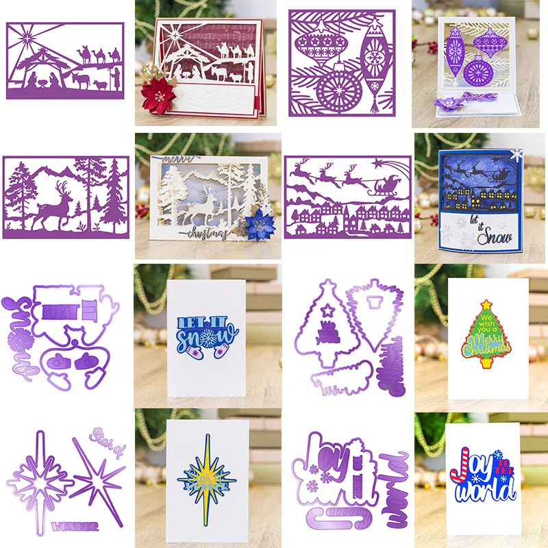 

Christmas Jesus Reindeer Tree Ornaments Winter Wishes Metal Cutting Dies for DIY Scrapbooking Embossing Cards Crafts New 2020