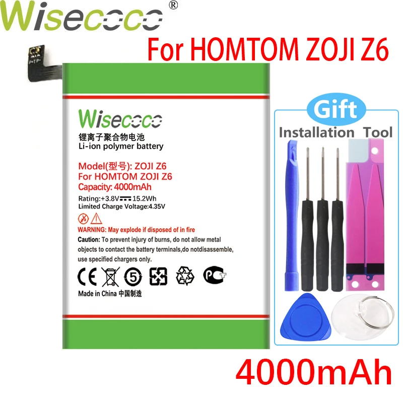 Wisecoco Z 6 4000 мА/ч Батарея для HOMTOM зоджи Z6 Z7 телефон Замена + номер