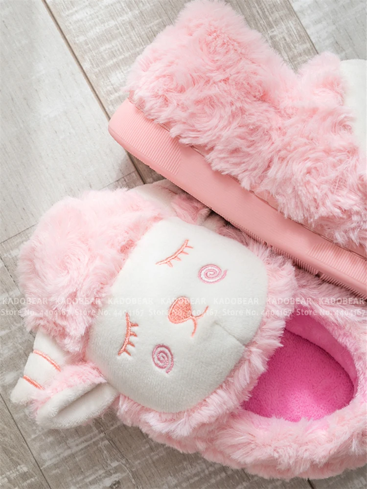 Детские плюшевые домашние тапочки на плоской подошве с мехом милые теплые для
