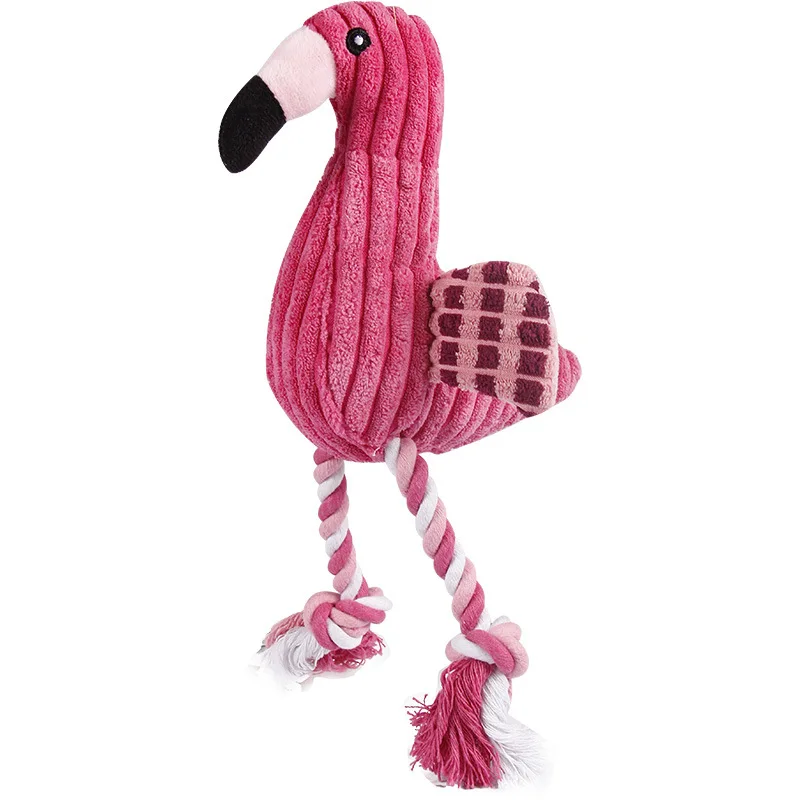 

Cleaning Teeth Squeaky Interactive Cartoon Animal Flamingo Shaped Cotton Rope Dog Toy Pet Training Products Pet Chew Toys 1 pcs