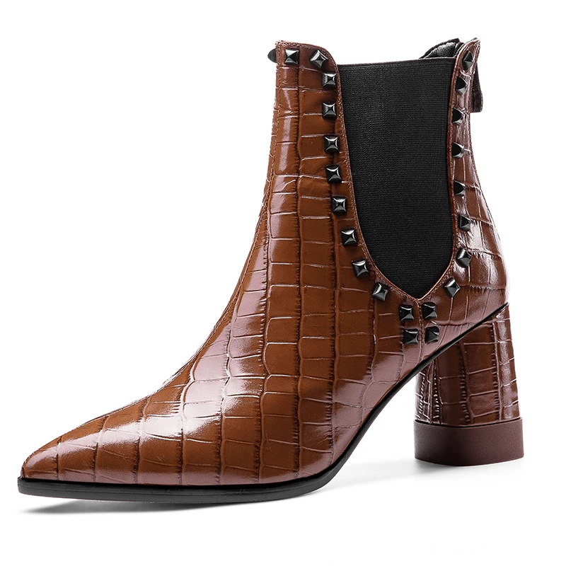 

Ботинки женские кожаные, черные, коричневые, в западном стиле, большой размер 41, зима-осень, 2020