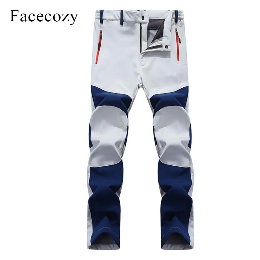 Facecozy, мужские флисовые треккинговые походные брюки, зимние уличные водонепроницаемые флисовые походные мужские спортивные брюки для охоты и рыбалки - Цвет: White