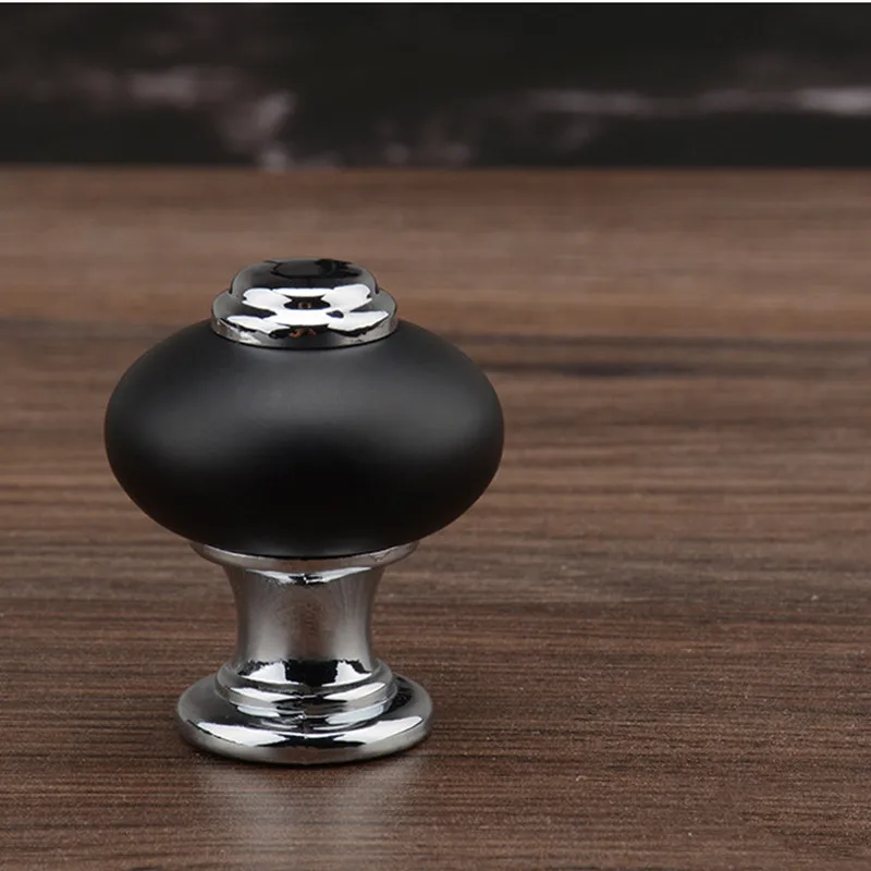 

KK&FING Black Chrome Door Handle Zinc Alloy Wardrobe Cabinet Drawer Handle Kitchen Home Hardware Knobs Handles