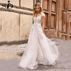 Женское свадебное платье с кружевной аппликацией, открытой спиной