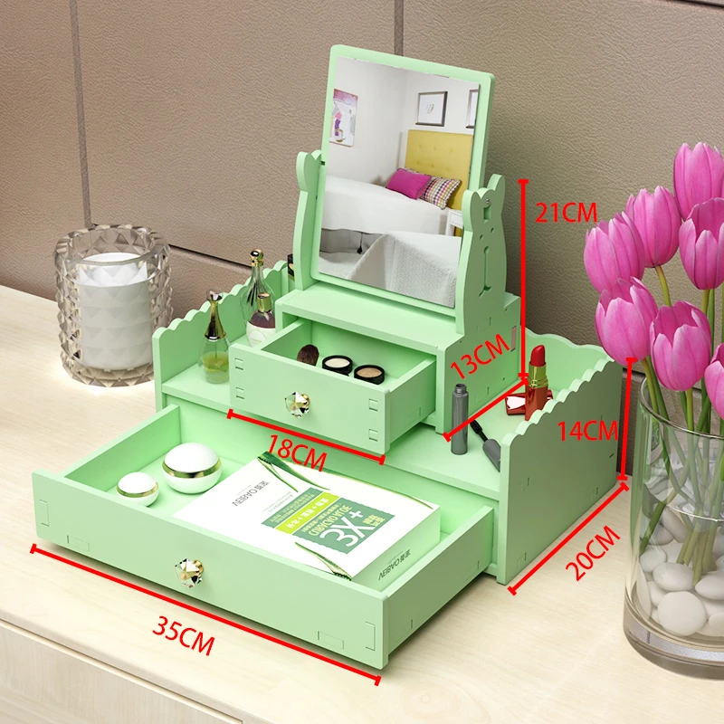 

Nordic Cosmetic Organizer Box Desktop Drawer 360 Rotate Mirror Makeup Storage Box Home Dresser Jewelry Skin Care Lipstick Holder