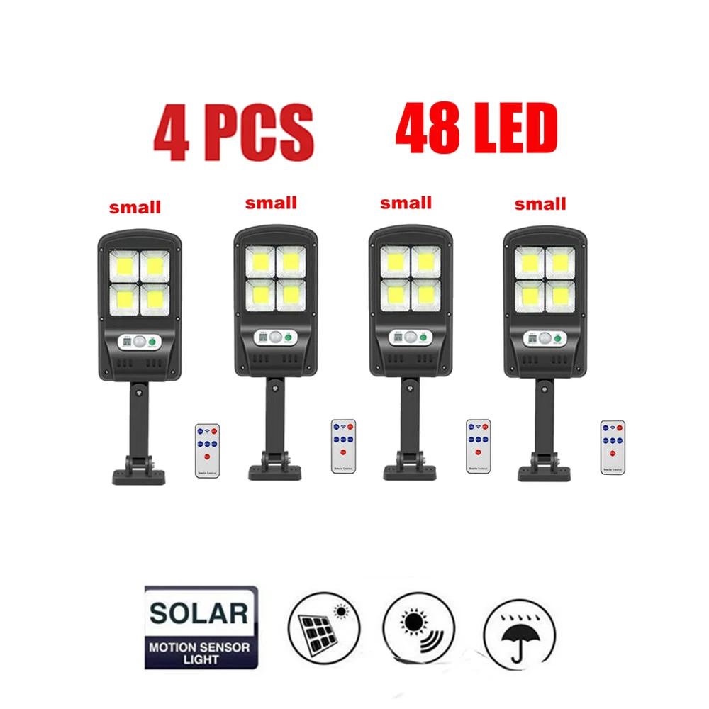 

4 шт., солнечные светильники с датчиком движения, 100 светодиодов