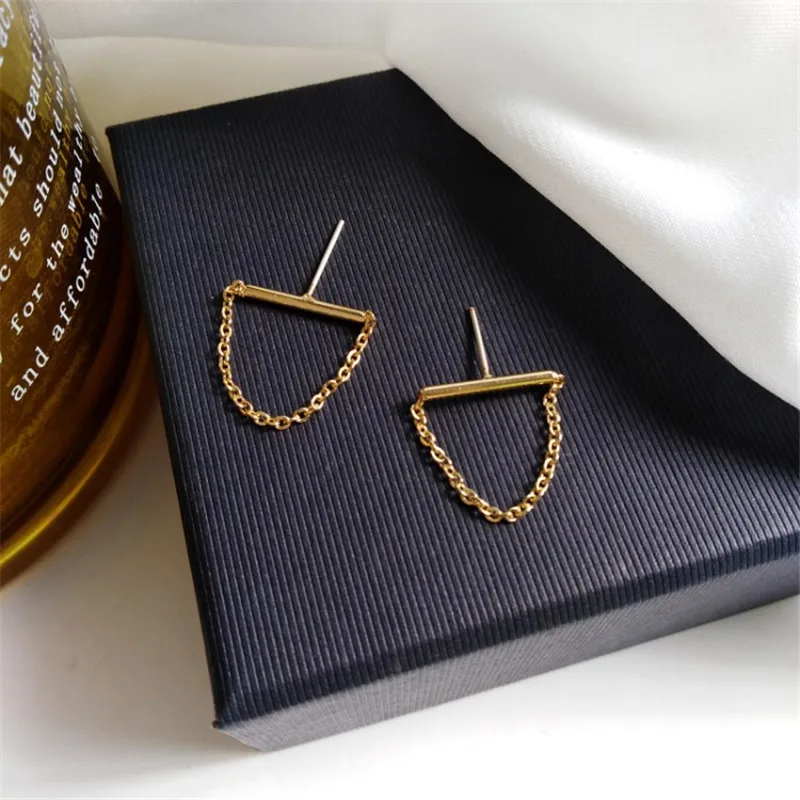 

Shamir Personality Niche Word Chain Earrings Contracted Wind Earrings Brief Paragraph Tassel Earrings Women Jewelry Gifts