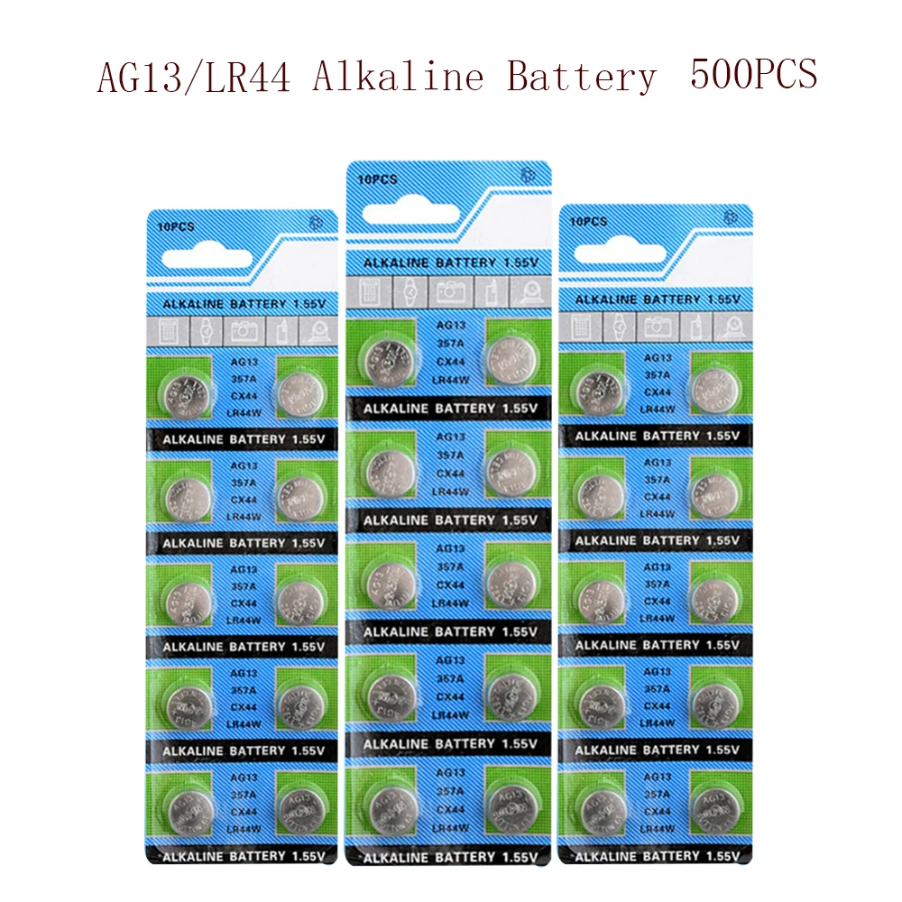 

AG13 1.55V 500pcs 30mAh AG 13 LR44 L1154 RW82 RW42 SR1154 SP76 Pila SR44 Button Batteries For Watch Cell Coin Battery