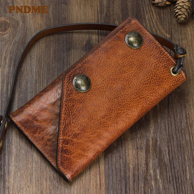 Fashion designer natural cowhide anti-theft multi-card holder clutch wallet retro casual genuine leather women's phone purse