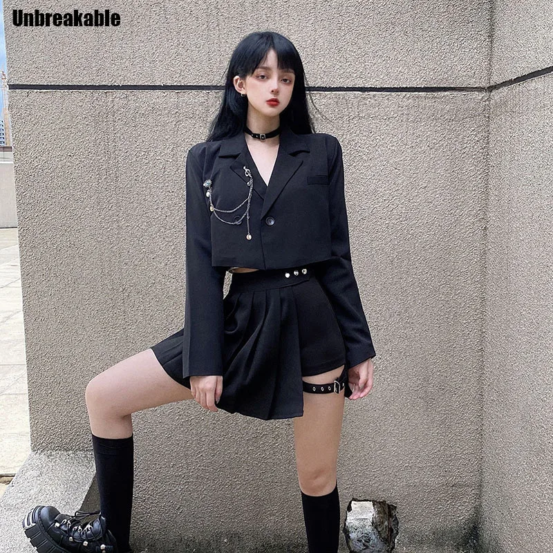 

2021 осень новая одежда для маленькой девочки 2 шт наборы женские костюмы женские темный костюм ретро черный маленький костюм с пиджаком; Плис...