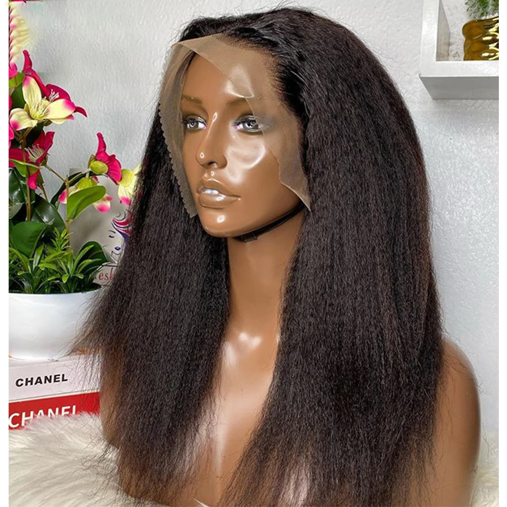 

26'' 180% Yaki Straight Synthetic Lace Front Wig Long Synthetic Hair Frontal Lace Yaki Straight Wig Swiss Lace Women Wig