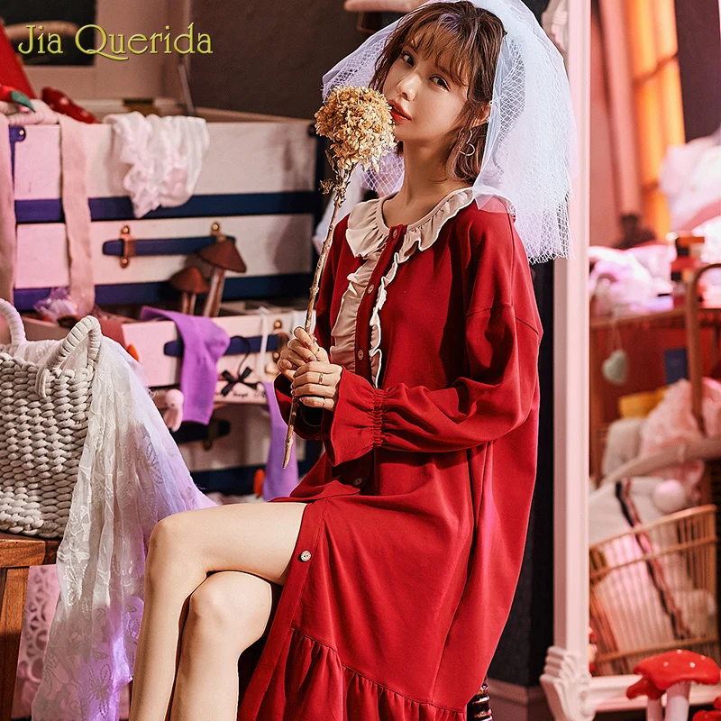 Весеннее Женское ночное платье женская одежда ночная рубашка Рождественская