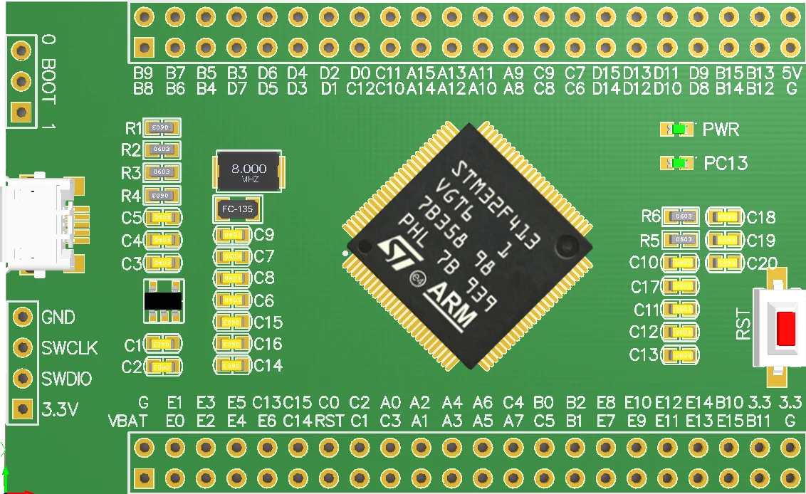 Материнская плата STM32F413VGT6 основная большой емкости микрокомпьютер с одним чипом
