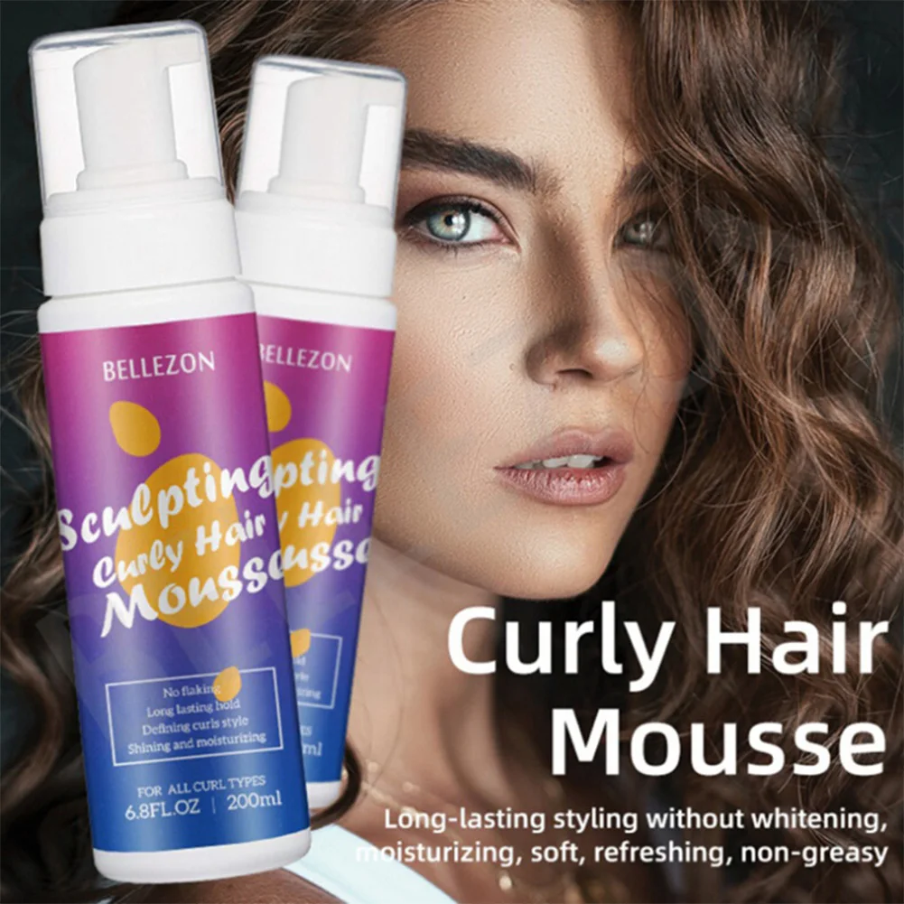 

200ml Hair Styling Mousse Natural Curl Enhancing Mousse Moisturizing Frizz-Free Curl Hairstyle Mousse For Women