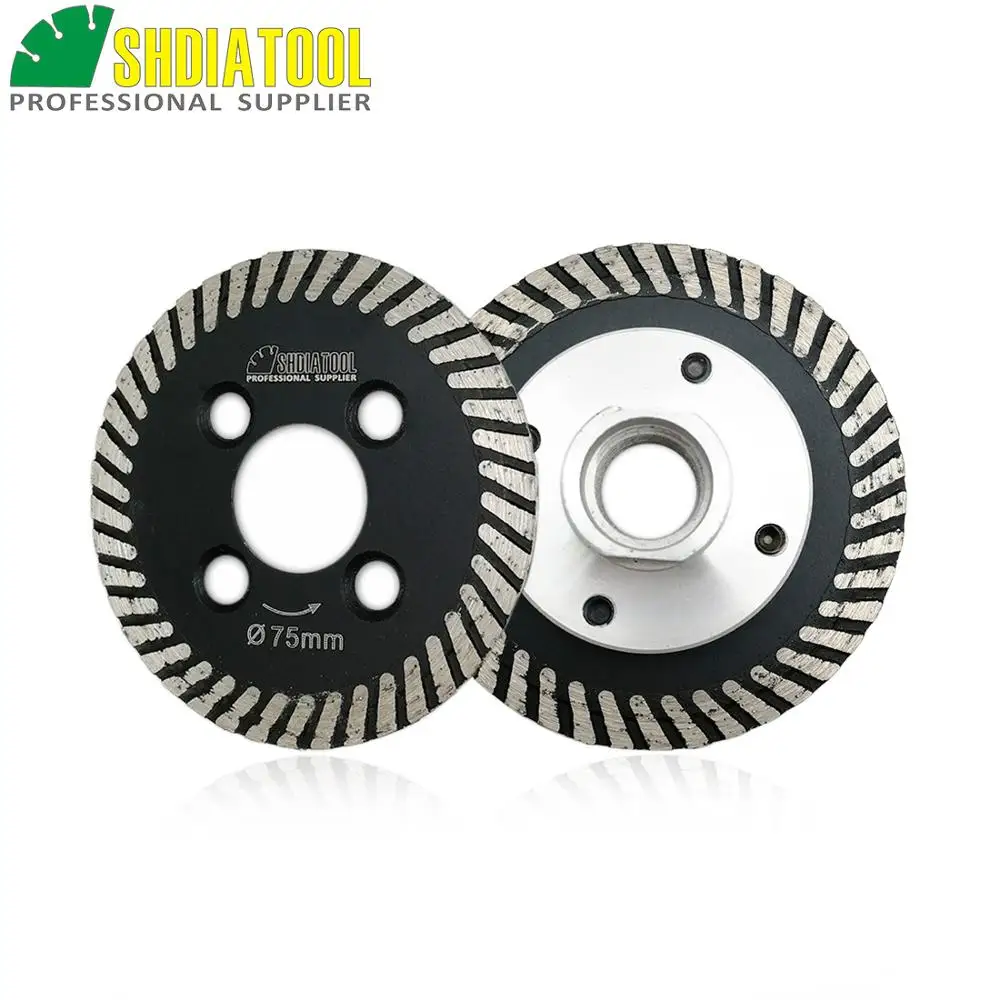 SHDIATOOL 1 шт. 75 мм горячепрессованные алмазные лезвия mini turbo со съемным фланцем M14 и