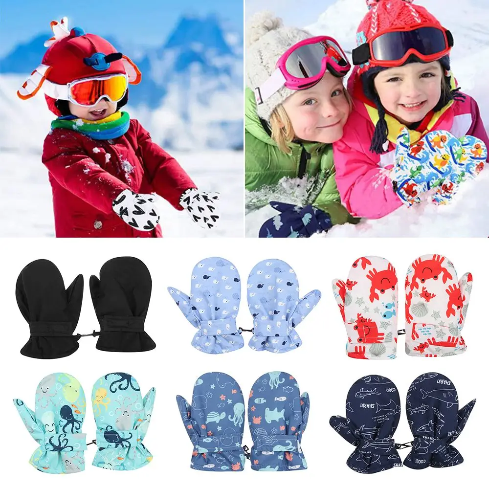 

Thicken Warm Non-slip Children Kids Snow Snowboard Windproof Waterproof Children Ski Gloves Long-sleeved Mitten