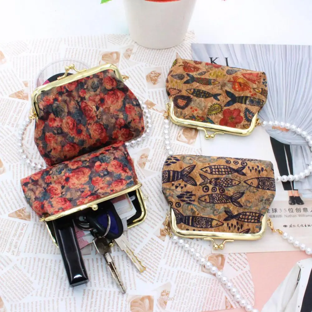 Женский кошелек с искусственным жемчугом Boho украшенный цветами и рыбками клатч