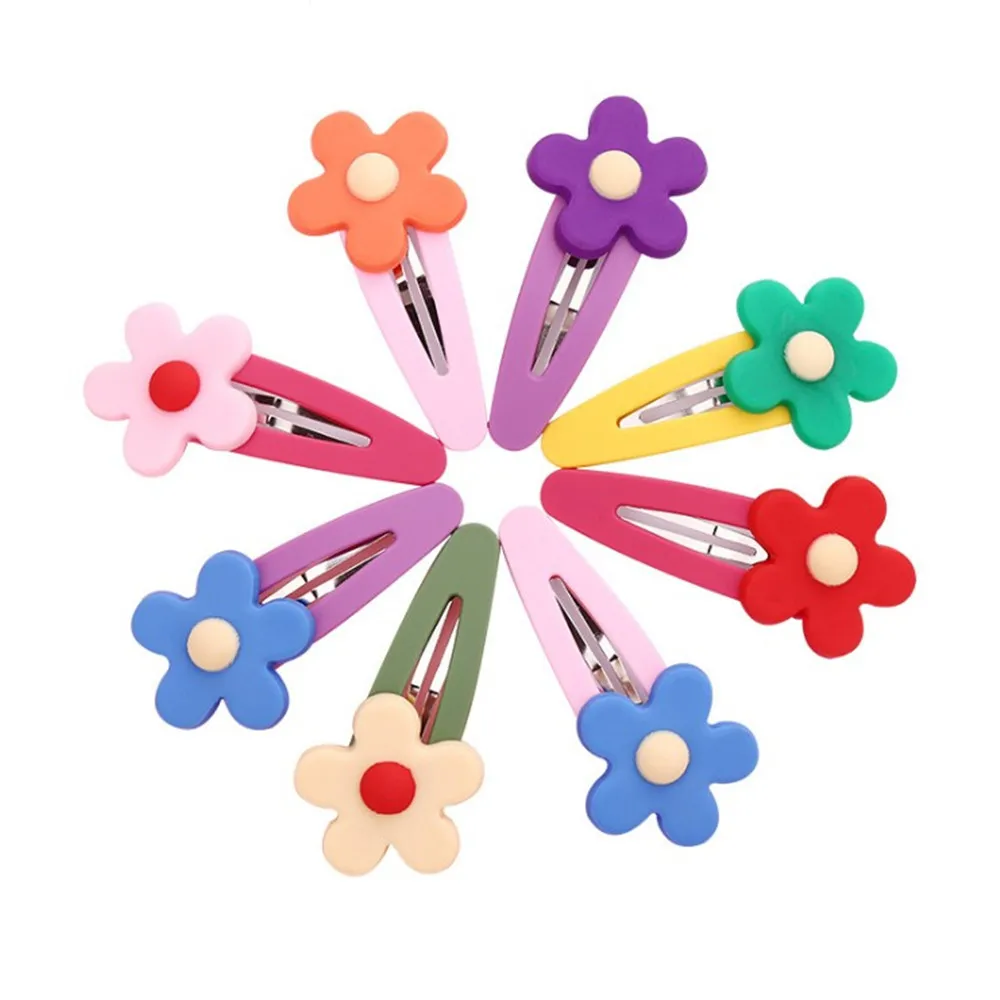 

10pcs 8 Colors Flower Hair Clips for Girls Candy Color Hairpin Headdress Clip Barrettes Ins Fashion Floral Hair Accessories New