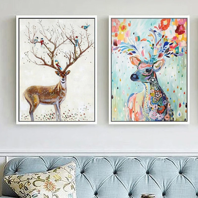 

Oil Painting On Canvas Animals Picture Watercolor Graffiti Poster On Wall Loft Frameless Art Prints for Home Design