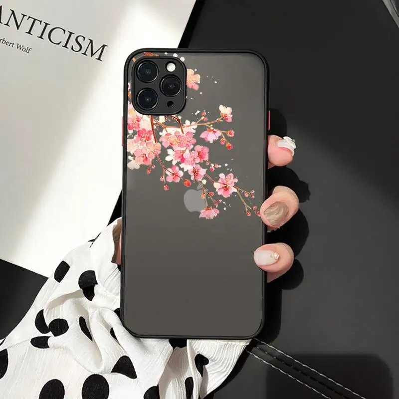 

Cherry blossoms Phone Case matte transparent For iphone 7 8 11 12 plus mini x xs xr pro max cover