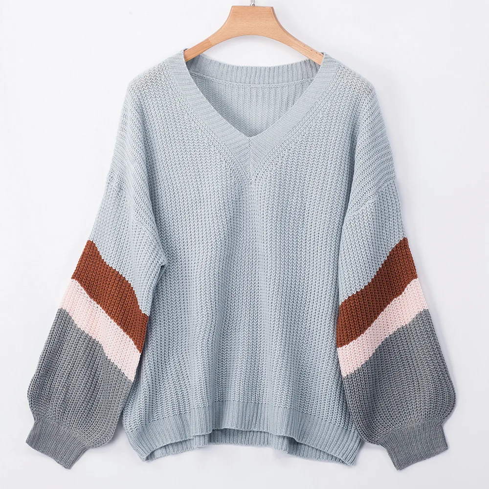 Большой размер Женский вязаный свитер пуловер с длинными рукавами Свободный