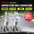 Светодиодные фары H7 20000LM H4 H11 H1 H8 H9 9005 9006 HB3 HB4 6000K 100W высокая мощность CSP чип безвентиляторный без вентилятора медные полоски для объектива