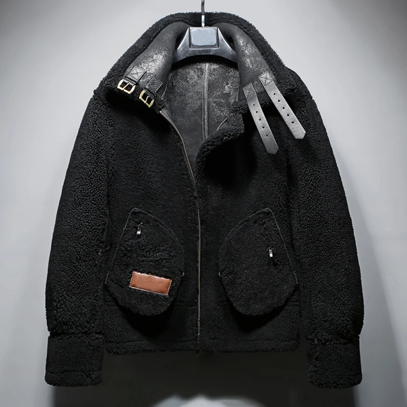 Denny &amp Dora новая мужская дубленка B3 короткая шуба черная кожаная куртка мужские