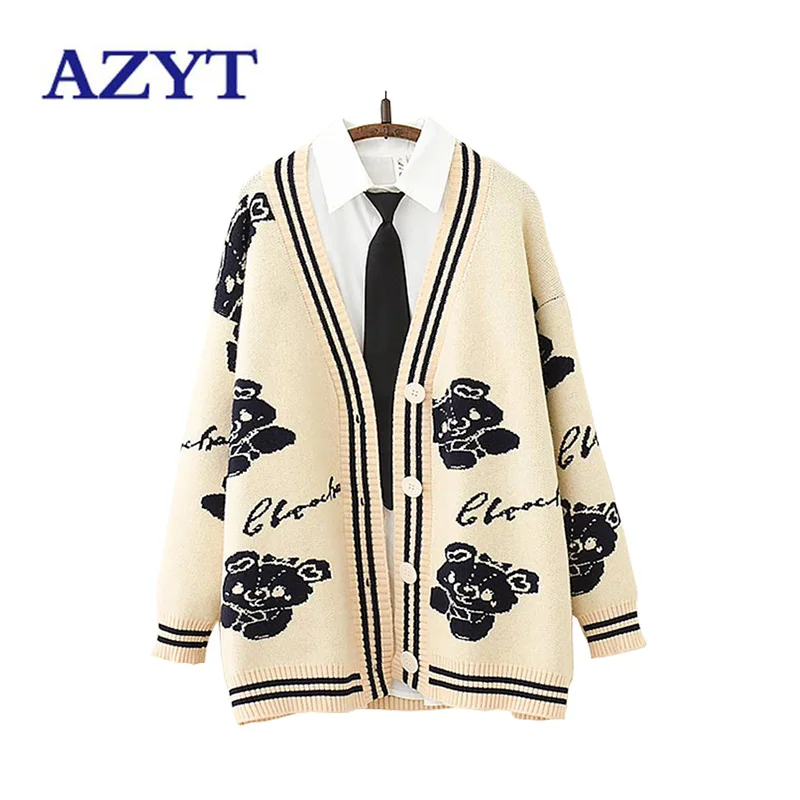 

AZYT сезон: весна-лето белый V образным вырезом Женский свитер кардиган стильная футболка с изображением персонажей видеоигр печати длинный в...