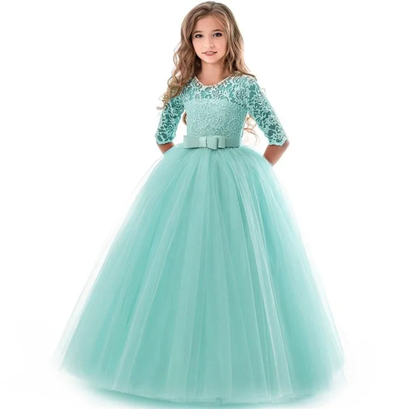 Girls Summer Dress Kids Lace Wedding Dresses Elegant Prom Children Girl Princess Long 4-14 Years WGD0033 | Детская одежда и обувь