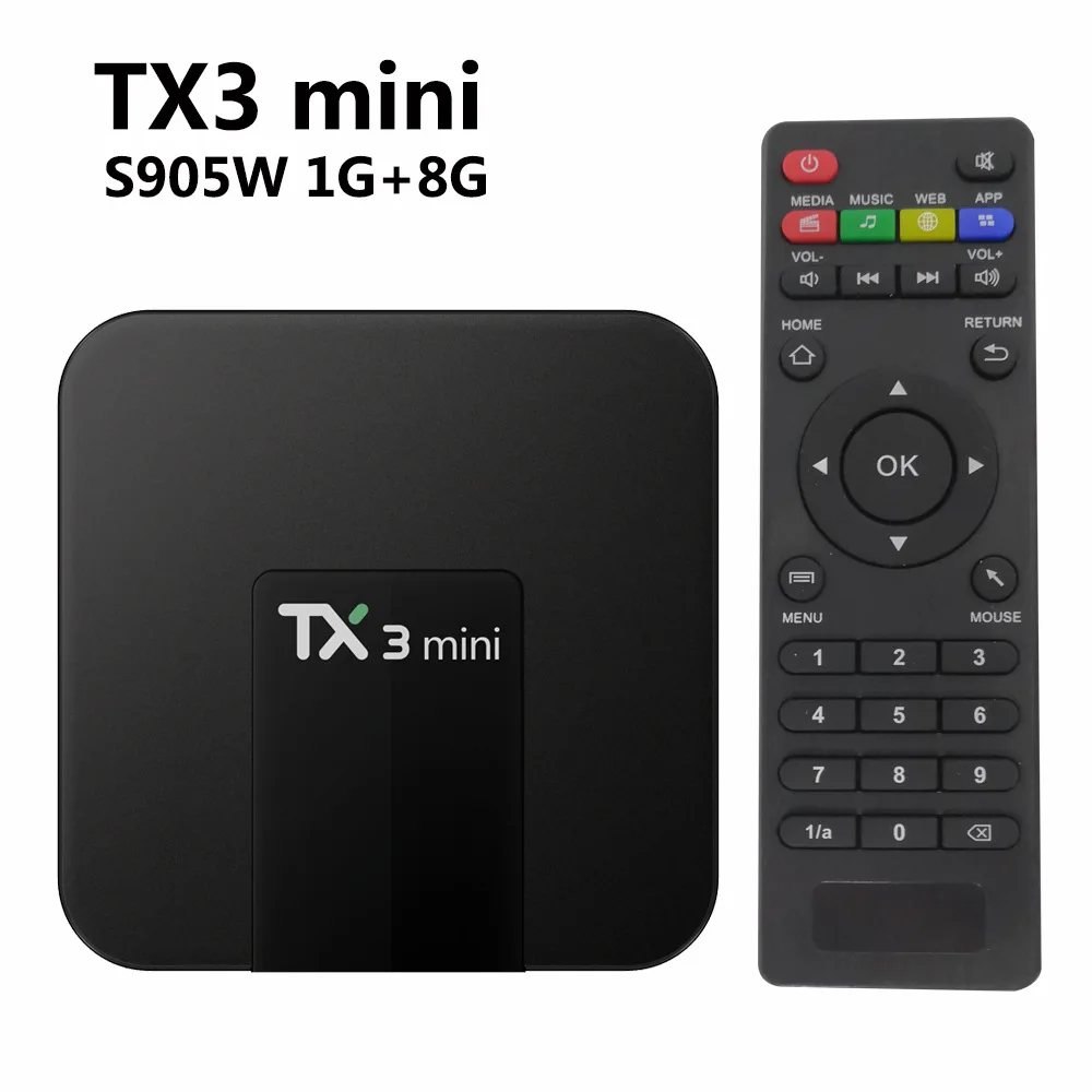 

TX3 Мини Android Декодер каналов кабельного телевидения, совместимому с HDMI HD ТВ коробка по американскому стандарту ТВ коробка S905W 2 Гб оперативно...