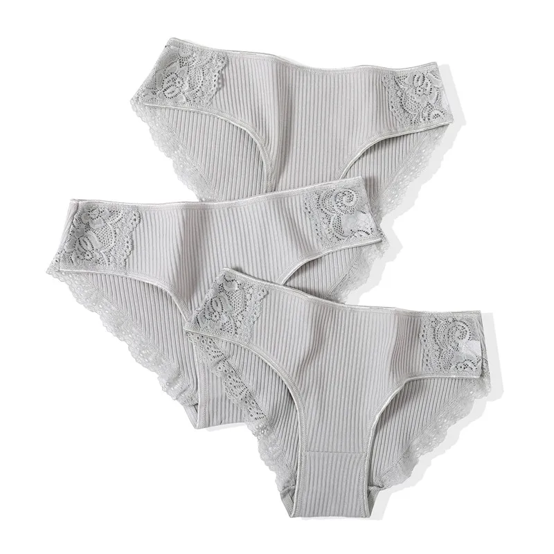 Set 22 Хлопковые трусики, 3 шт./лот, одноцветные женские трусики, комфортное нижнее белье, приятные на ощупь трусы для женщин, сексуальные трусики с низкой посадкой, нижнее белье L XL - Цвет: Set 22