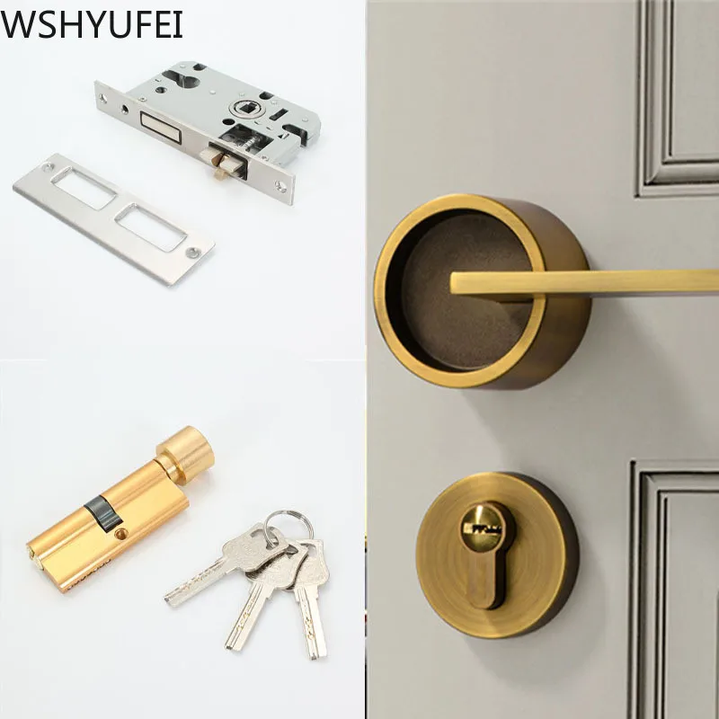 

European Style Door Lock Interior Bedroom Modern Room Wooden Door Household Black Mute Door Handle Lock Body Household Hardware