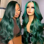 Зеленые передние парики на сетке, предварительно выщипанные перуанские волнистые волосы Remy 13x 4, парики из человеческих волос на сетке спереди для черных женщин, парик на сетке