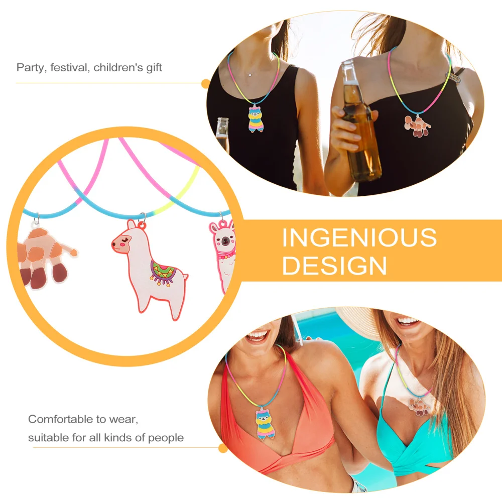 

5Pcs Festival Cartoon Animal Charms Neck Pendant Kids Silicone Necklace Jewelry