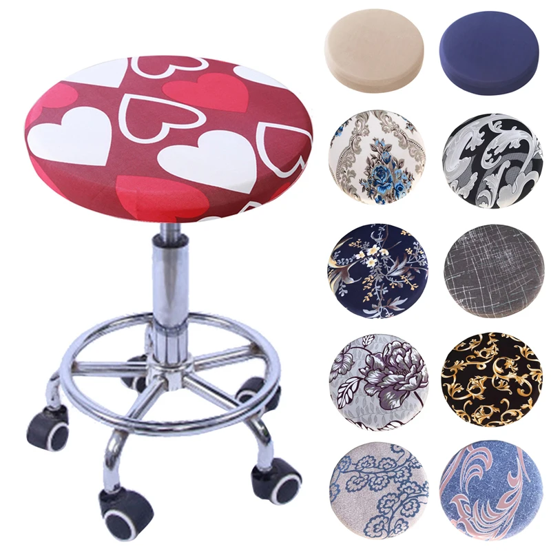 

Fashion Printed Round Chair Cover Bar Stool Cover Elastic Stretchy Seat Cover Chair Protector Home Chair Slipcover