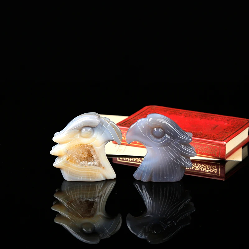 1 натуральный изысканный агат Резная Голова Орла нордический минерал кристалл