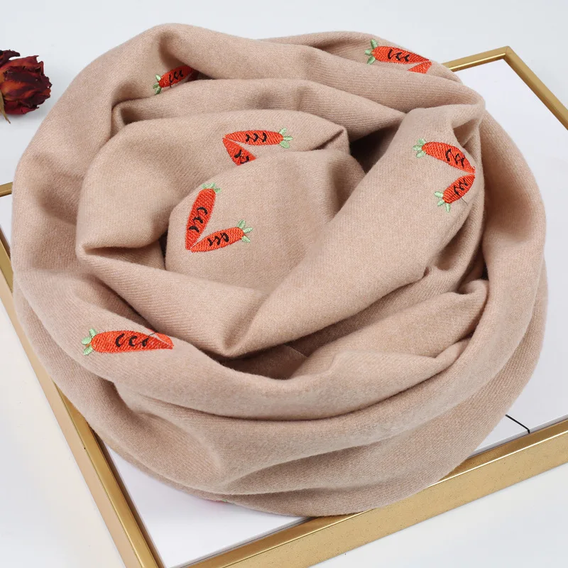 

Embroidery new scarf winter wild thick warmth pure color embroidered shawl dual-use cloak female bib