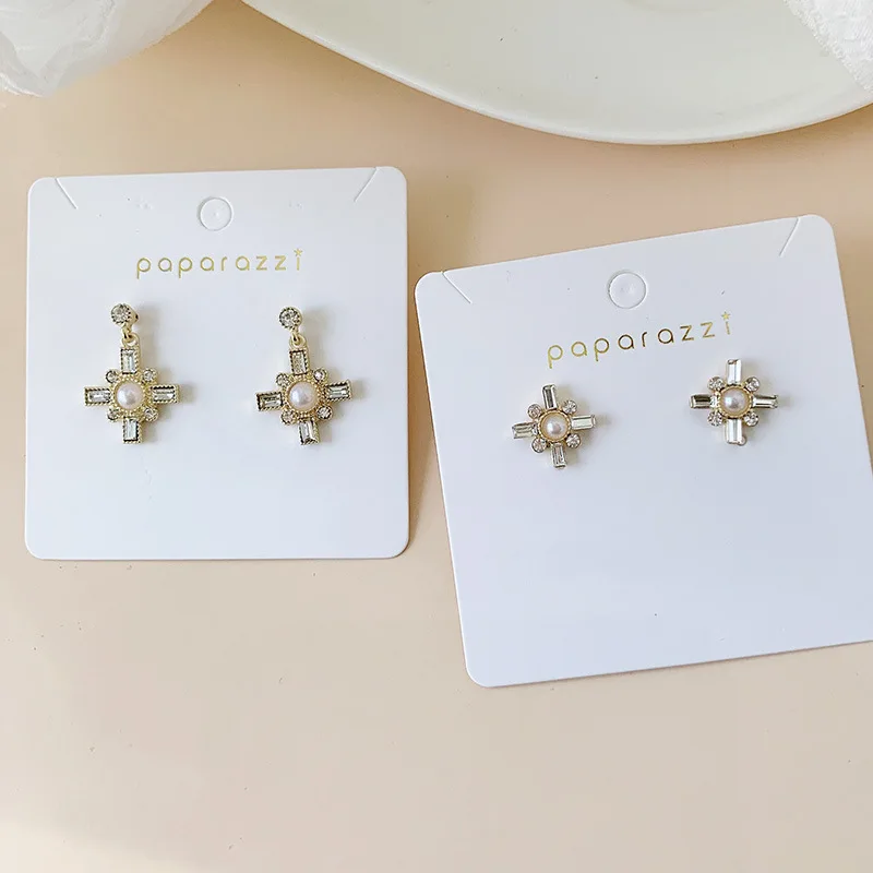 

Жемчуг Кристалл бриллиант падение дизайнерские ювелирные изделия крест свадебный висячий обруч кубический цирконий серьги