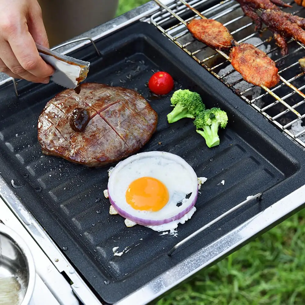

Grill Pan BBQ Plate Kitchen Outdoor Camping Cooking Tools Barbecue Accessories Non-stick Pan Modern and Fashion
