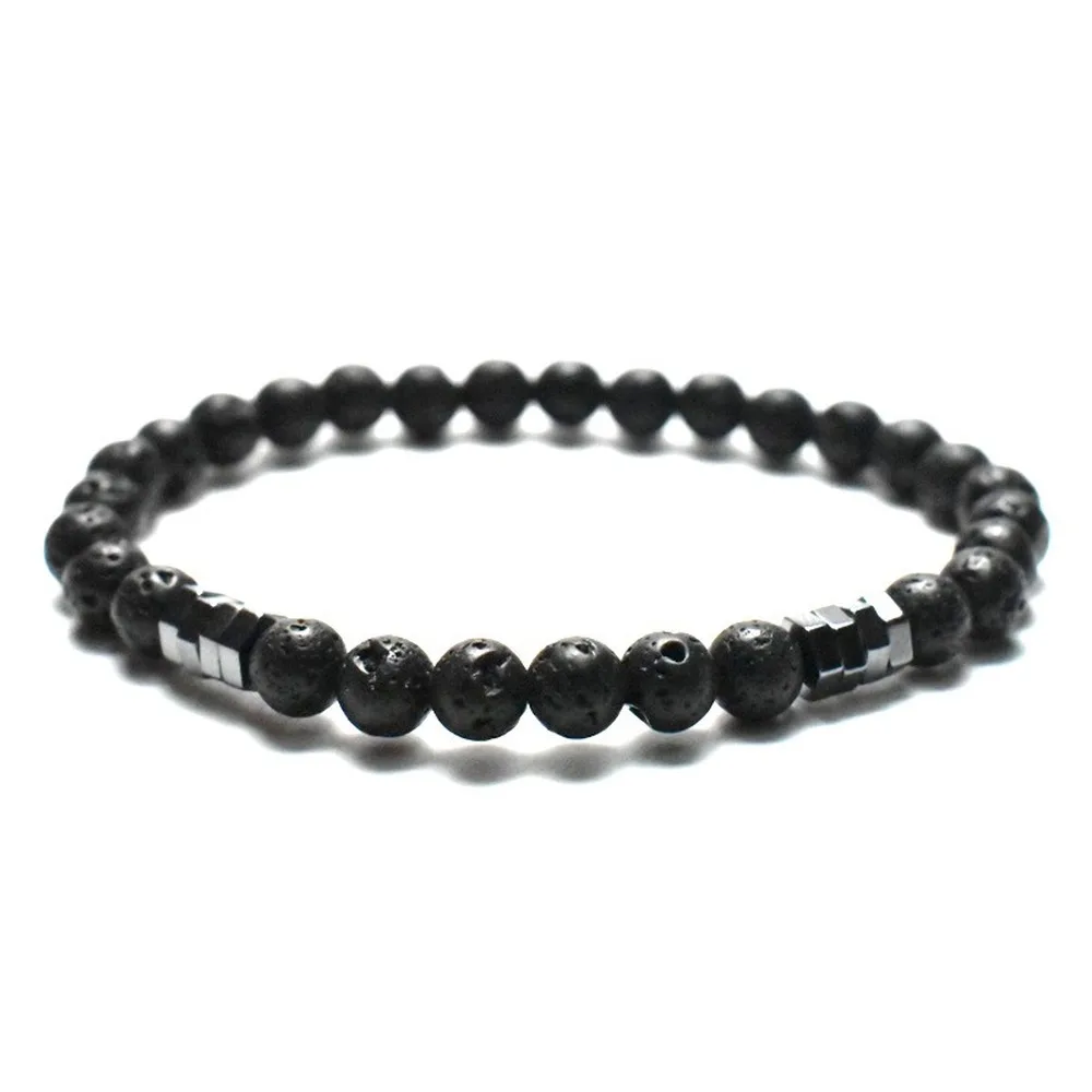 

Men Women Bracelets Fashion Geometric Beaded 6mm Natural Stone Tiger Stone Lava Stone Diffuser Bracelet Charm Couple Set Jewelry