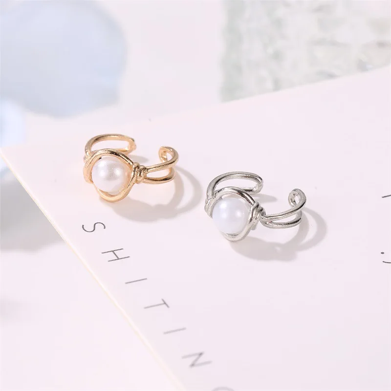 Mix Design Vintage Simple U-shaped Ear Cuff Non Pierced Clip Earrings Trendy Punk Small Ball Leaf Carved Hollow Crystal Earrings images - 6