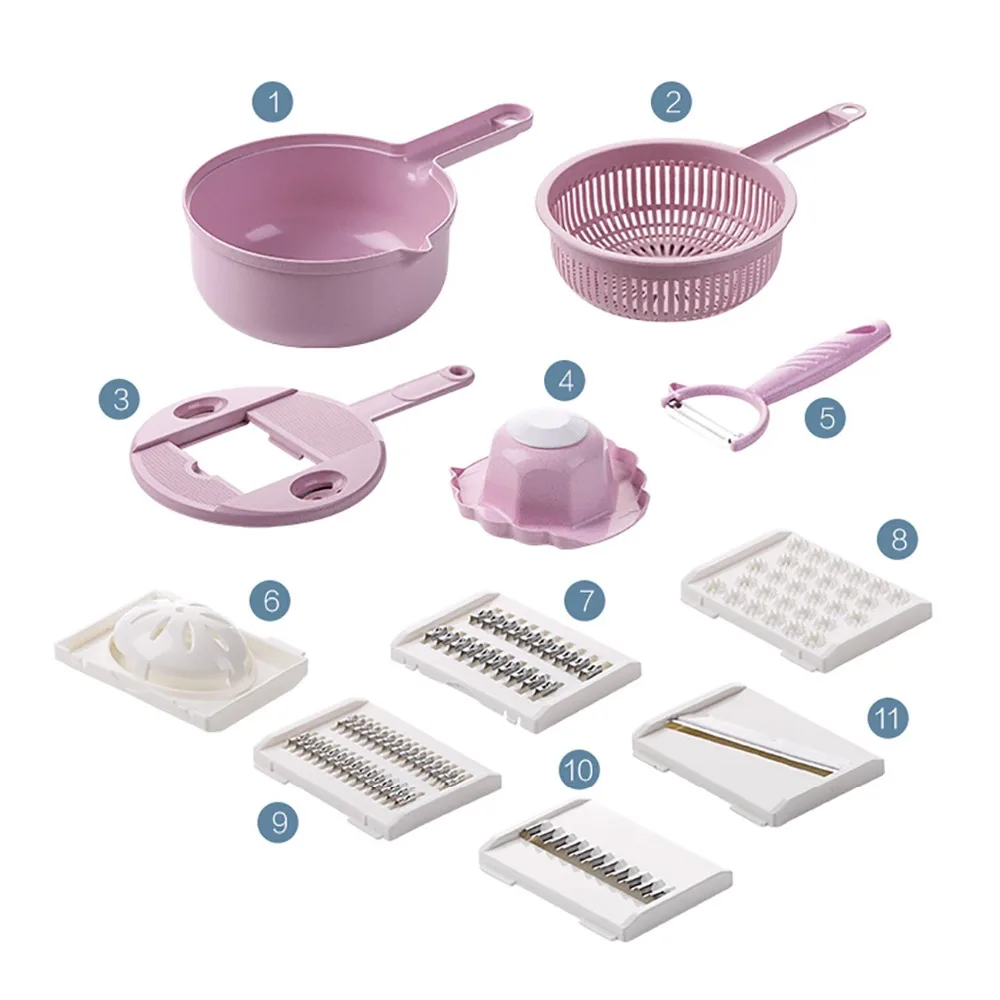 

11 In 1 Wheat Straw Vegetable Slicer Potato Peeler Carrot Veggie Grater Chopper With Strainer Vegetable Peeler Kitchen Tools