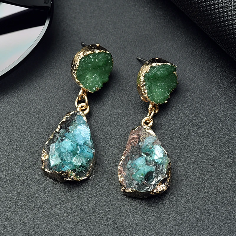 Богемные зеленые Висячие серьги для женщин разные цвета большой полимерный