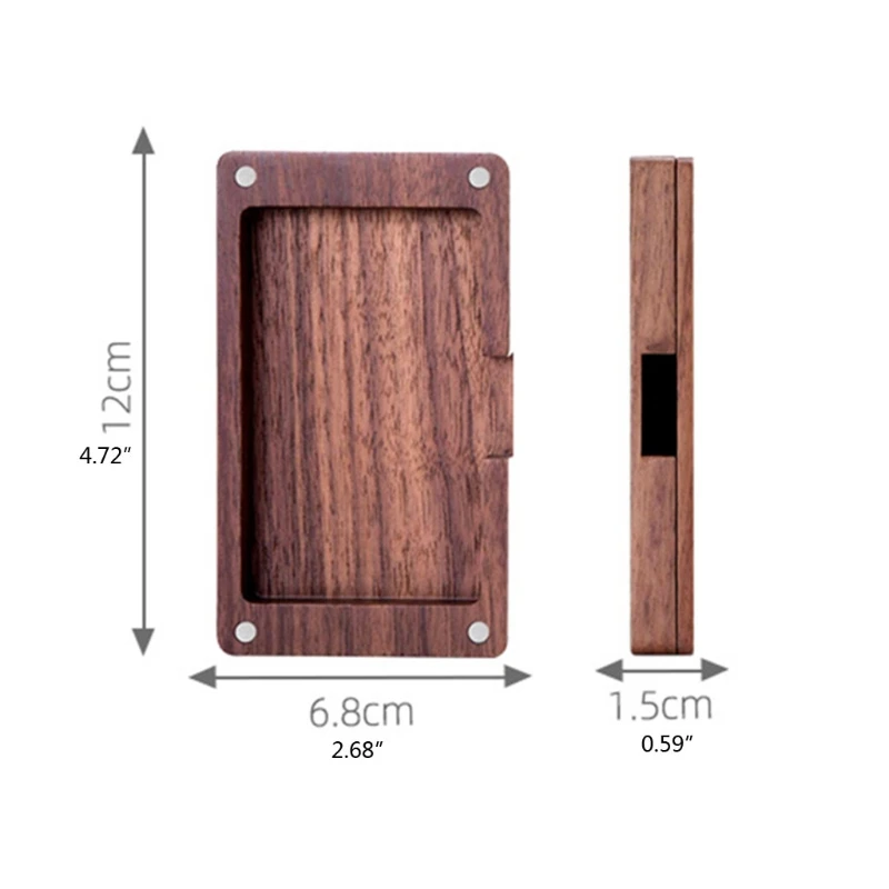 

H58E Black Walnut Color Business Card Holder Engraved Design Business Card Keeper Holds 10 Cards Lightweight Card Case